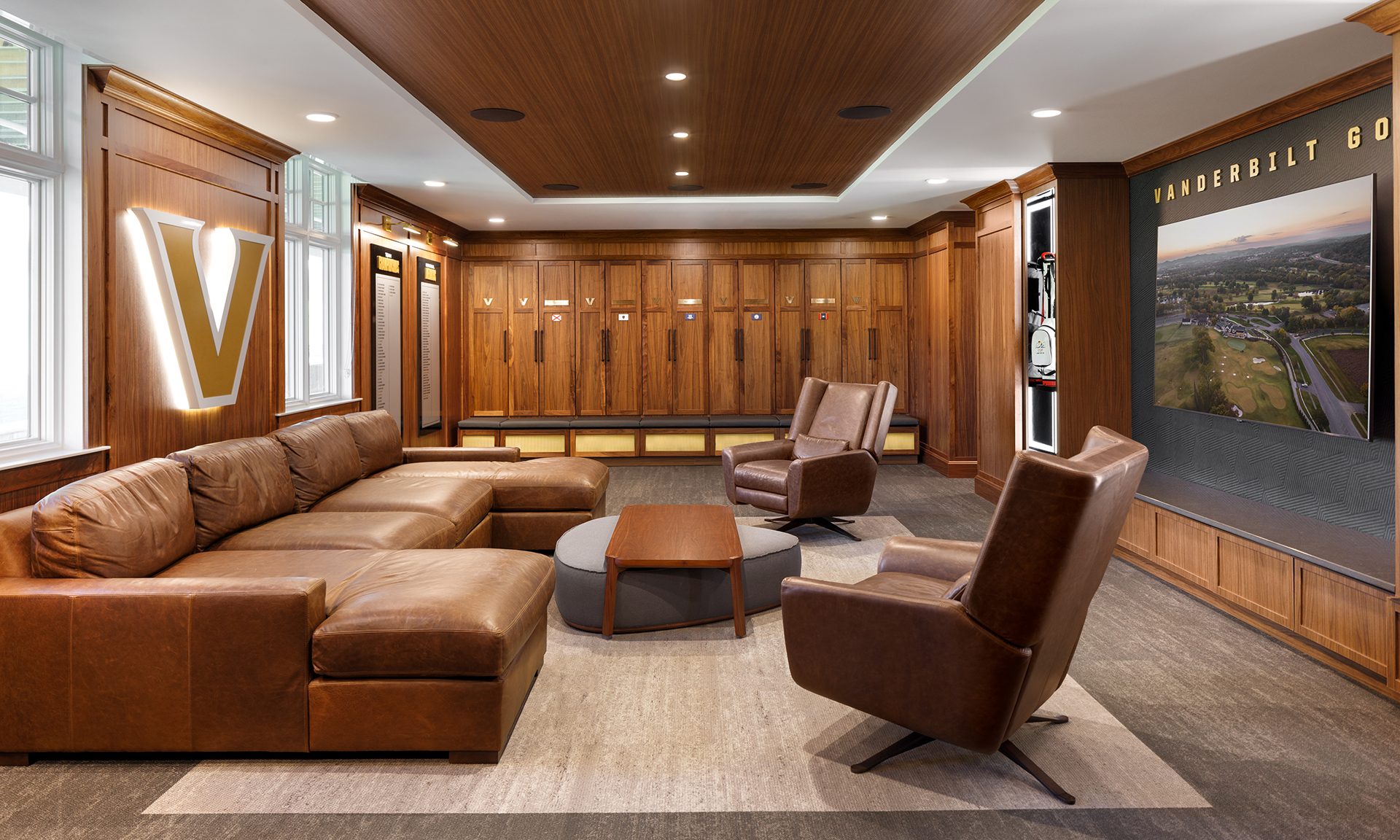 Vaderbilt University golf facility locker room interior design