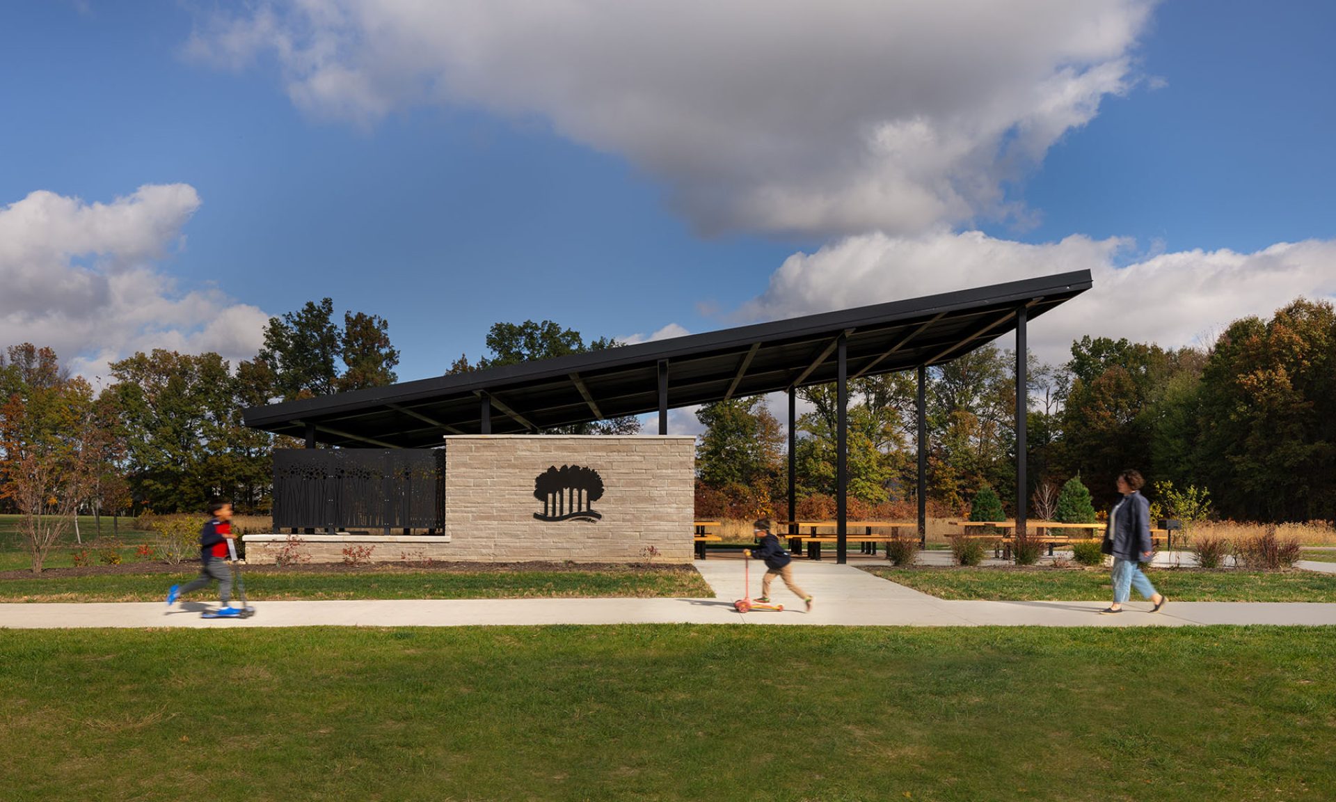 The open air shelter at Warner Woods Park in Columbus, Ohio.