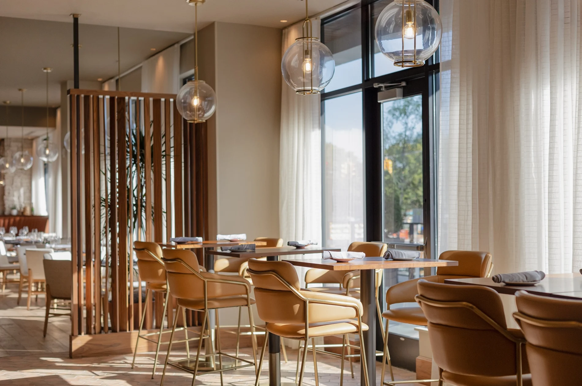 Interior design of the restaurant's seating at Italian restaurant Toscana in Michigan