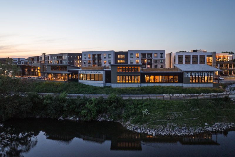 The retail buildings at Quarry Trails, including Bada Bean Bada Booze and The Athletic fitness and gym